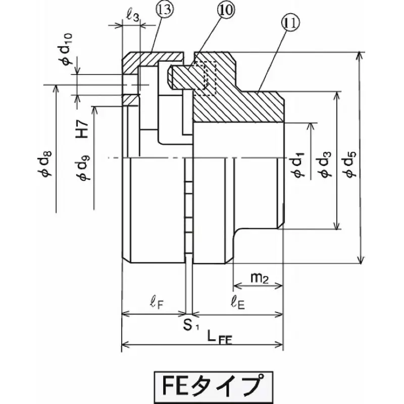 Mitsuboshi Nomex FE Type Chan Coupling Overall Length 71.5 mm, Max Torque 88.3 Nm, 8000 RPM, FE82