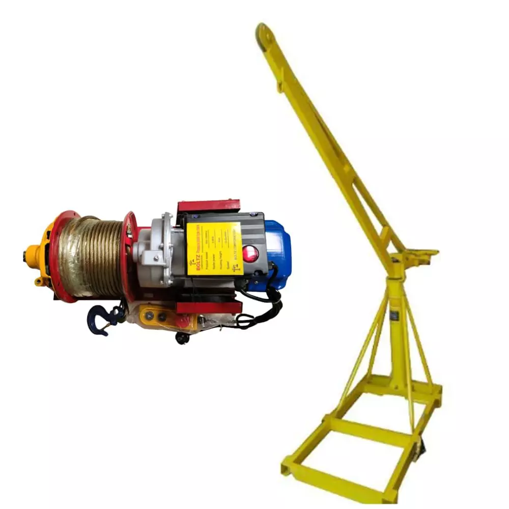 Boltz Corporation Construction Monkey Crane with 4 HP Winch Motor 500 Kg Load Capacity 8 mm Rope Dia. and 40 m Length