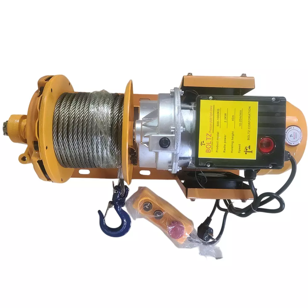 Boltz Corporation Electric Mini Construction Lifting Crane with 4 HP Clutch Motor 500 Kg Capacity 8 mm Rope Dia. and 40 m Length
