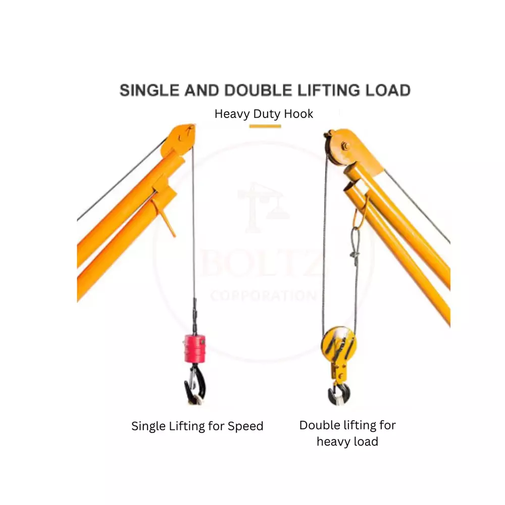 Boltz Corporation Construction Monkey Crane Frame Without Motor 500 Kg Load Capacity 360° Rotating with 60 Kg Heavy Duty Frame