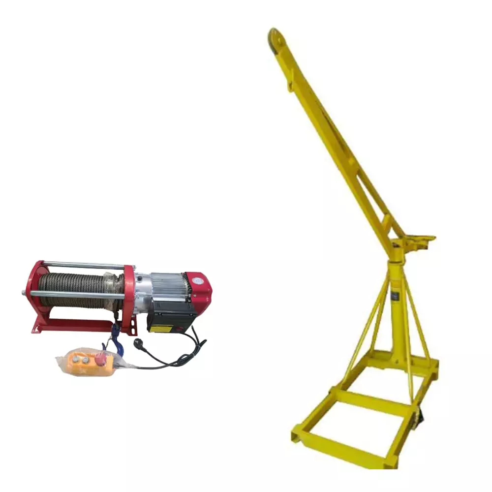 Boltz Corporation Construction Monkey Crane with 3.0 kW Electric KCD Winch 500–1000 Kg Capacity 8 mm Rope Dia, and 50 m Length