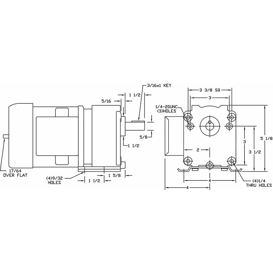 Dayton Parallel Single Output Shaft PSC 93 RPM AC Gearmotor, 6Z821