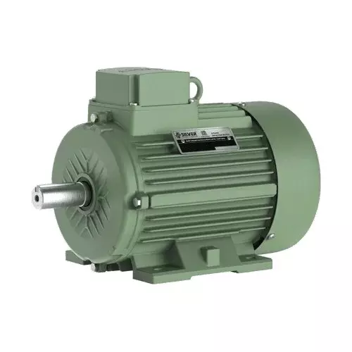 Silver Induction Motor Three Phase 0.25 HP 4 Pole Foot Mounted IE2, IM2CI0.254P3B3F