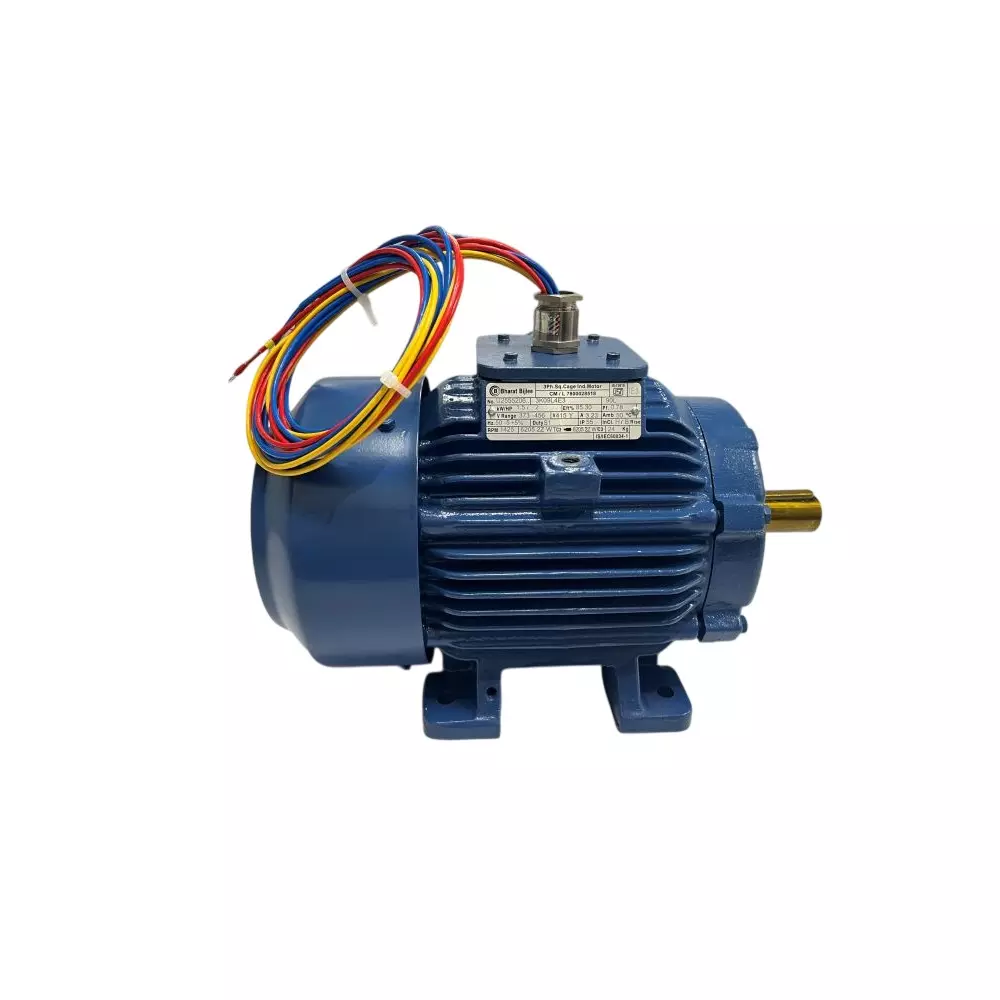 Bharat Bijlee Smoke Extraction Motor 80 Frame Size 1 HP (0.75 kW) Power 2 Pole 3000 RPM H Class Insulation Foot Mounted Three Phase, 3K0802B3AT000