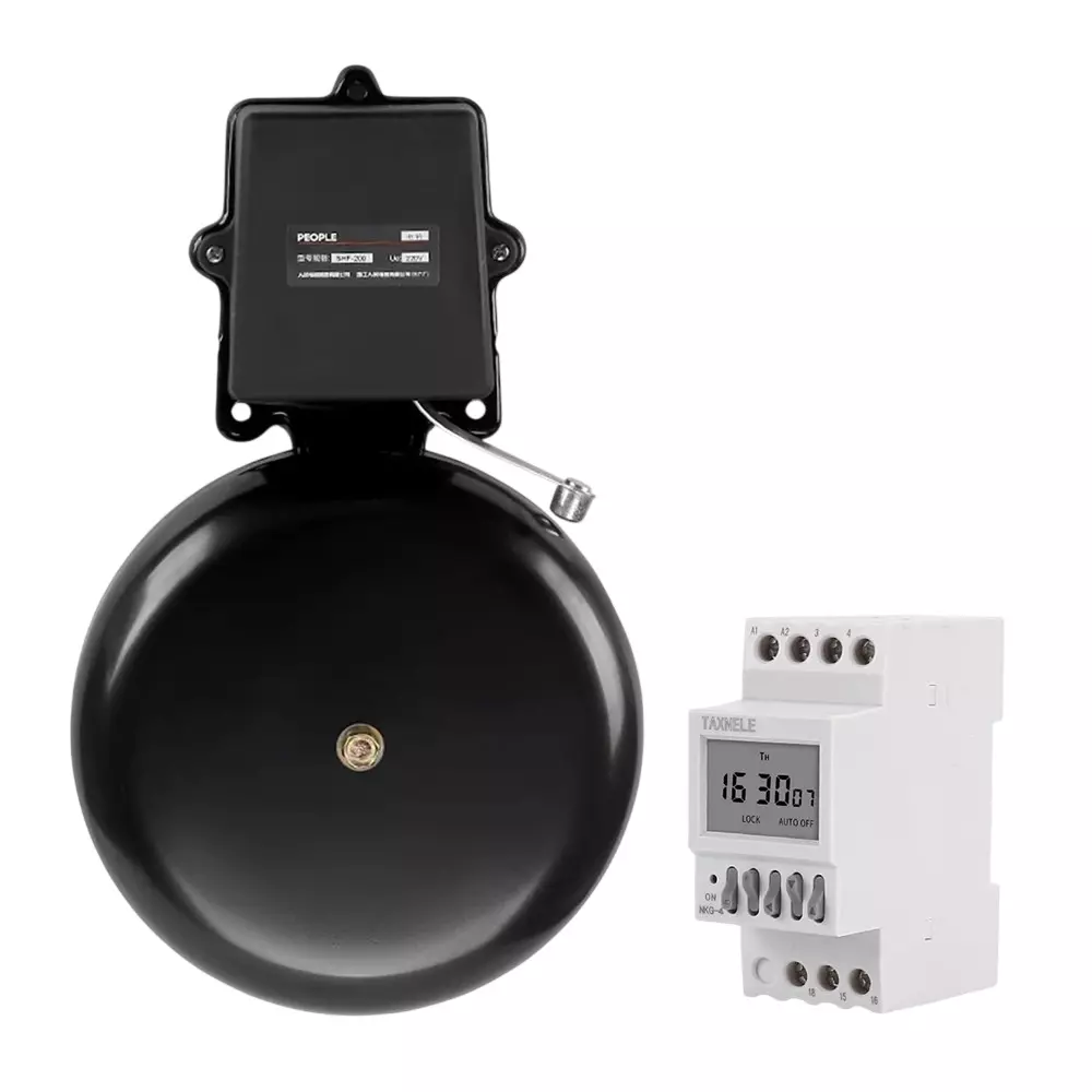amiciSmart Automatic School Bell 120 dB Electric Gong with 40-Group Weekly Timer 220 VAC 1 to 99 sec Adjustable Ring Time, 1xSCH-BELL-TIME