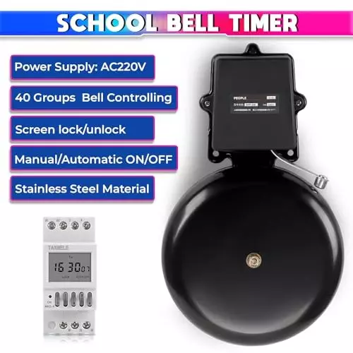 amicismart-automatic-school-bell-120-db-electric-gong-with-40-group-weekly-timer-220-vac-1-to-99-sec-adjustable-ring-time-1xsch-bell-time