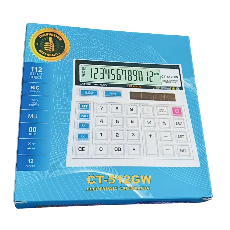 Generic White 12 Digit, 112 Steps Check and Correct Basic Calculator, CT 512 GW