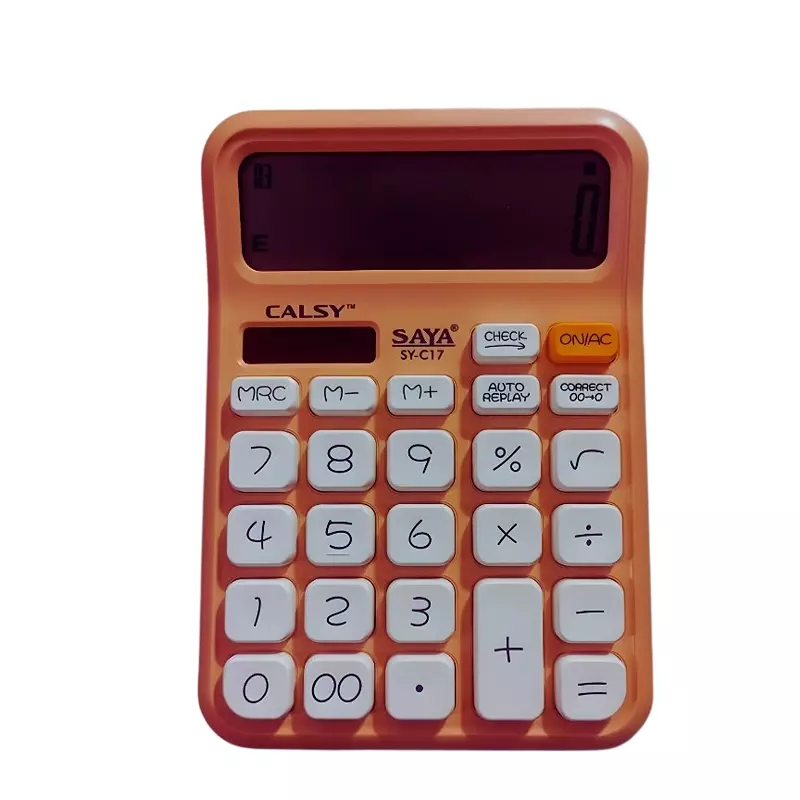 Saya Ultra-Light & Ultra-Fast Desktop Calculator Peach ABS LCD Solar & Battery Power Source for Office & Collage Use, SY-C17