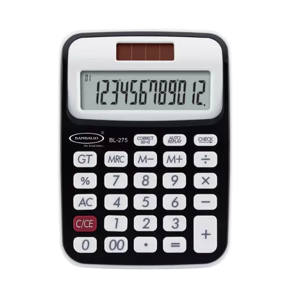 Bambalio Dual Power Check & Correct Calculator 12 Digits Big LCD Assorted Color, BL- 275