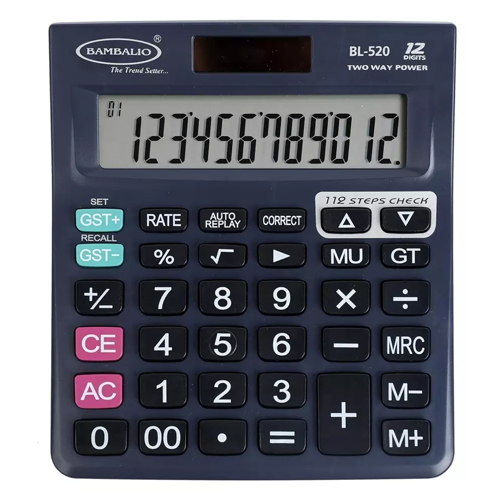 Bambalio Calculator 12 Digit Black 14x12 cm Plastic, BL-520