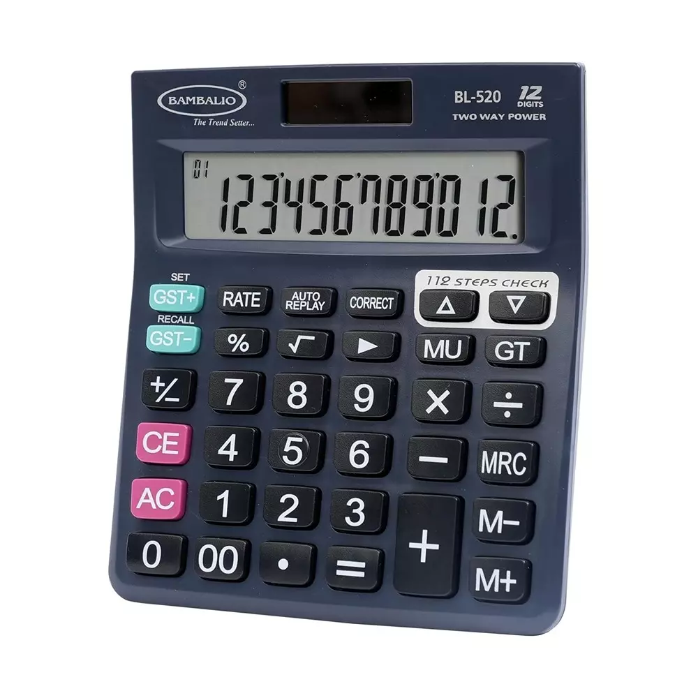 Bambalio Calculator 12 Digit Black 14x12 cm Plastic, BL-520