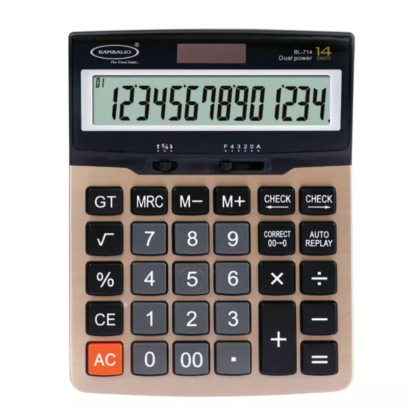 Bambalio Desk-Top Check & Correct Financial Calculator 12 Digits Big LCD, BL- 714