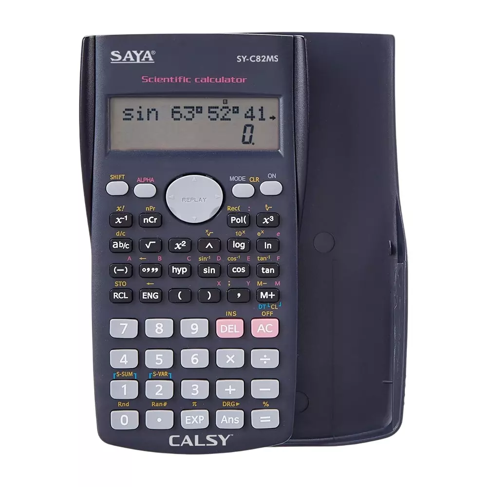 Saya Programmable Scientific Calculator Black ABS 9.5 cm LCD 2-Line Display Battery Powered for Office & Collage Use, SY-C82MS