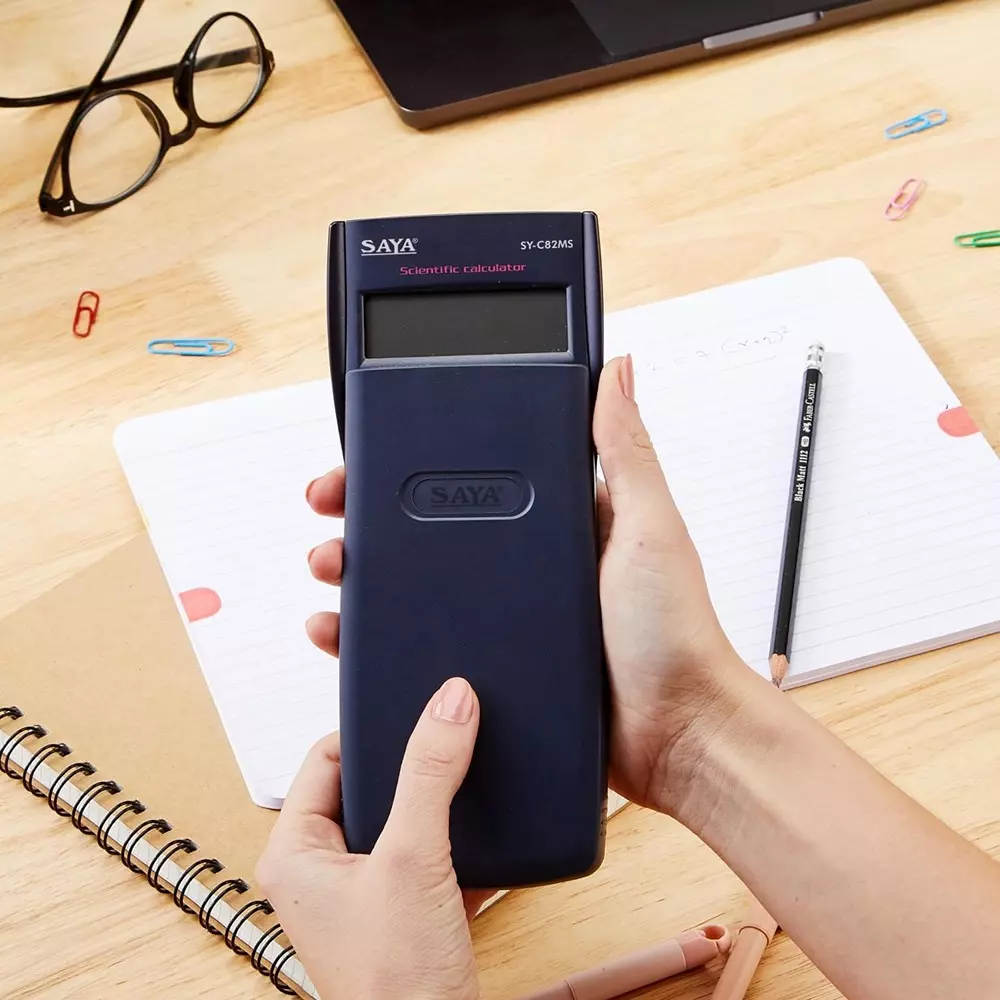 Saya Programmable Scientific Calculator Black ABS 9.5 cm LCD 2-Line Display Battery Powered for Office & Collage Use, SY-C82MS