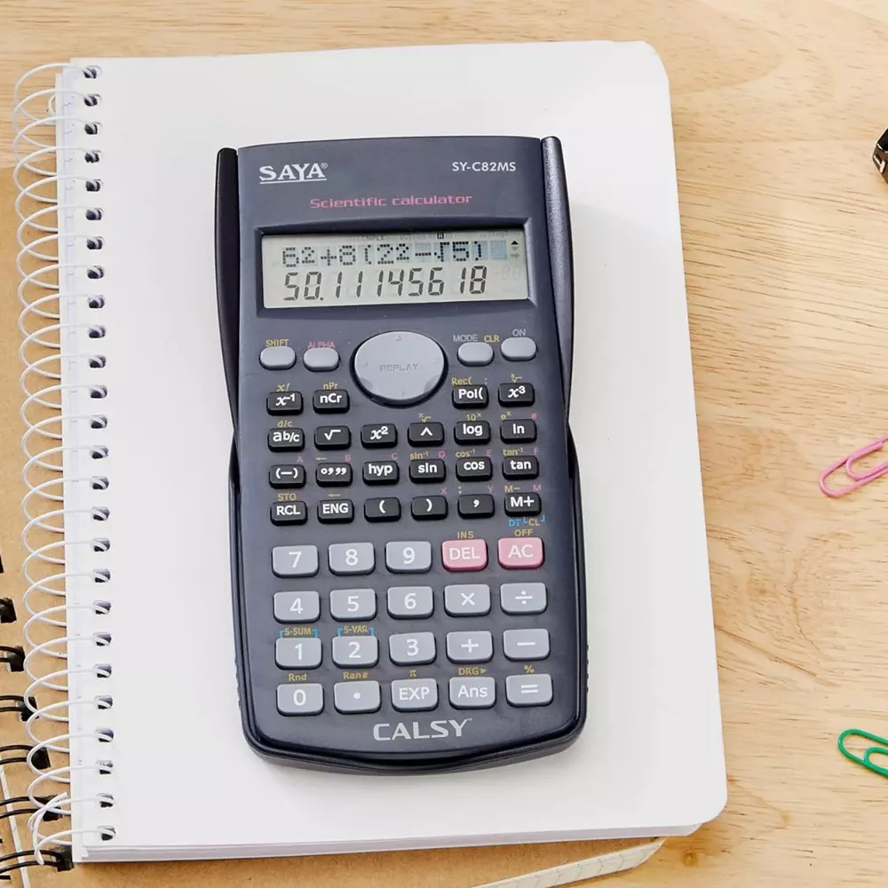 Saya Programmable Scientific Calculator Black ABS 9.5 cm LCD 2-Line Display Battery Powered for Office & Collage Use, SY-C82MS