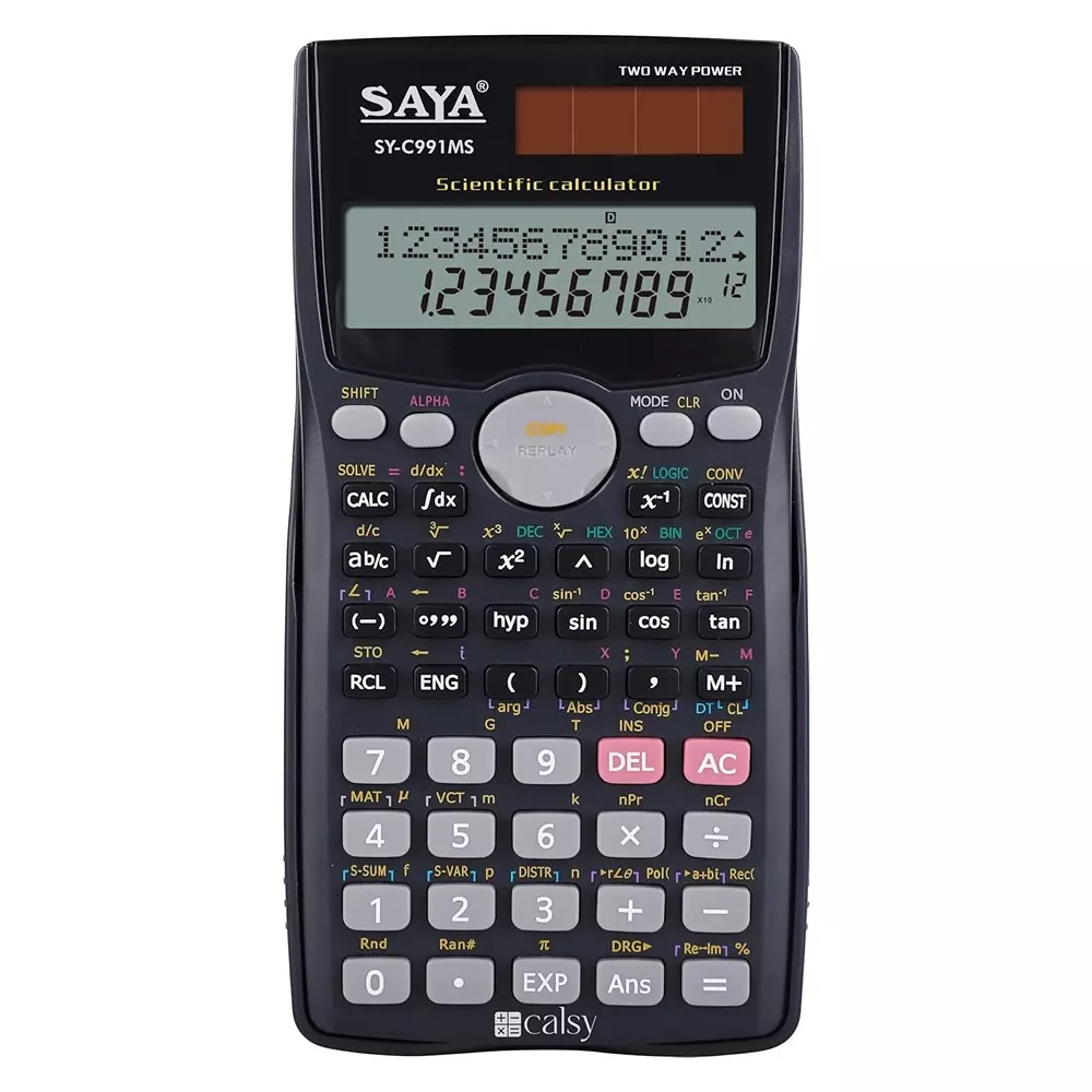 Saya Programmable Scientific Calculator Black ABS 9.2 cm LCD Solar & Battery Power Source for Office & Collage Use, SY-C991MS