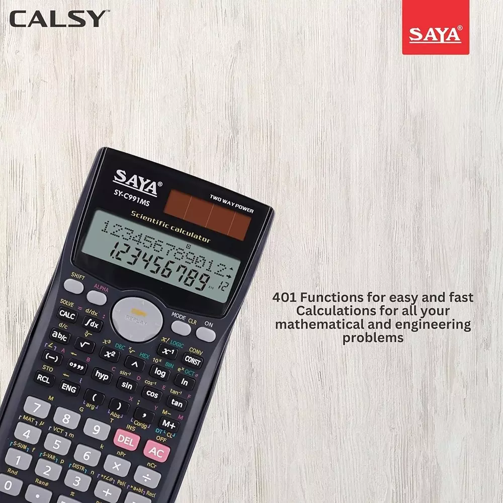Saya Programmable Scientific Calculator Black ABS 9.2 cm LCD Solar & Battery Power Source for Office & Collage Use, SY-C991MS