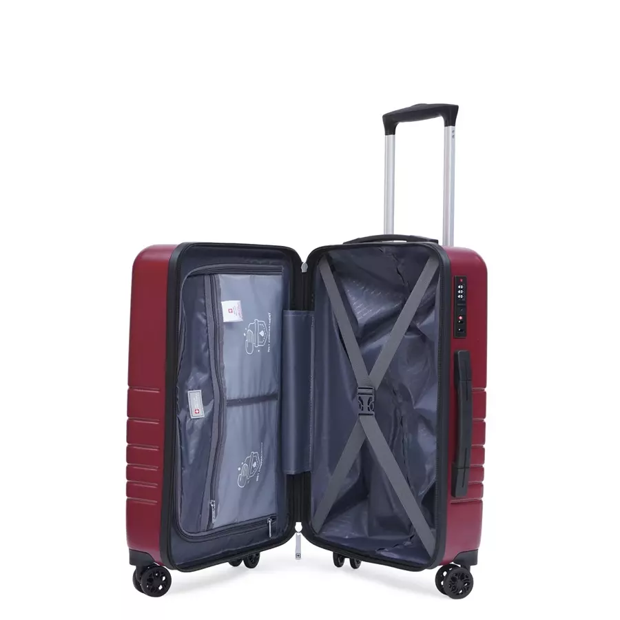 SWISS MILITARY Arctic Elite 44 L Wine Polycarbonate Spinner Suitcase, ARCTIC_HTL142_WNE_55CM