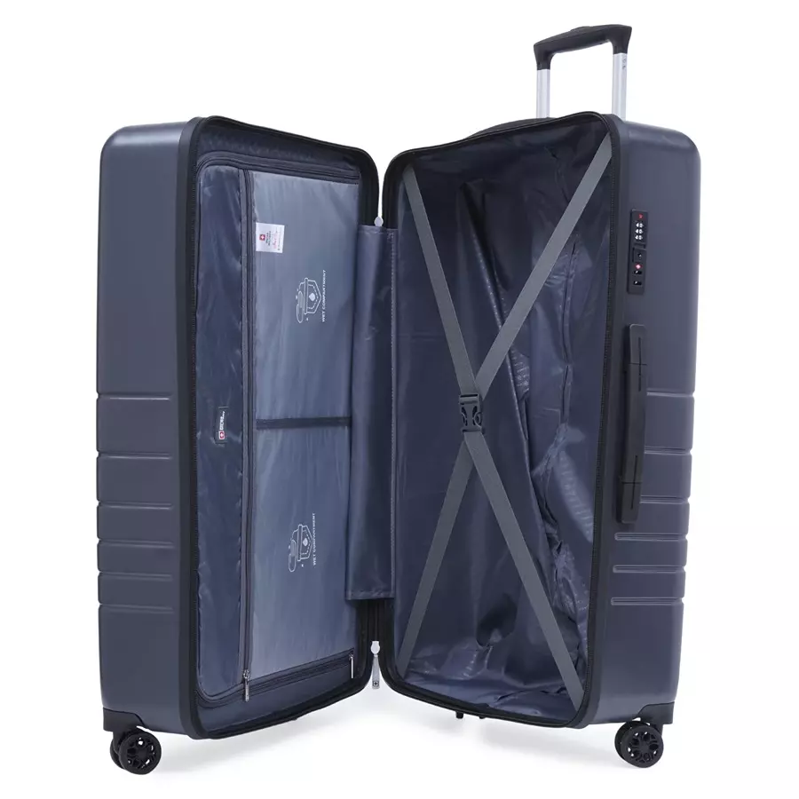 SWISS MILITARY Arctic Elite 103 L Grey Polycarbonate Spinner Suitcase, ARCTIC_HTL144_GRY_75CM