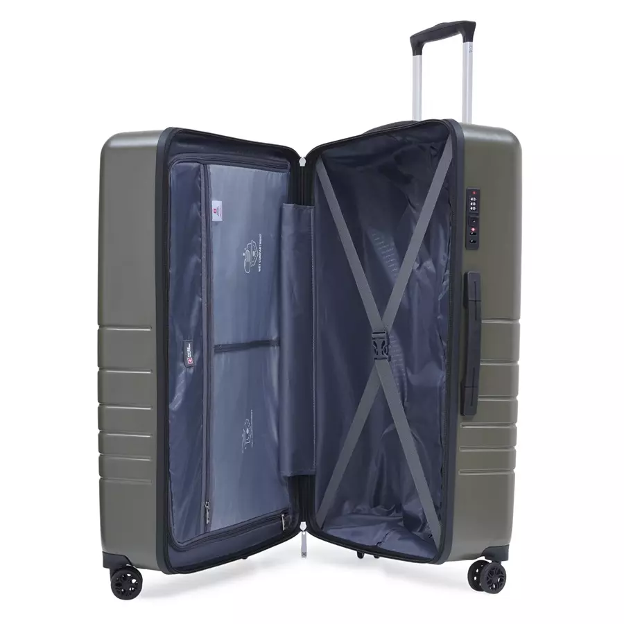 SWISS MILITARY Arctic Elite 103 L Olive Polycarbonate Spinner Suitcase, ARCTIC_HTL144_OLV_75CM