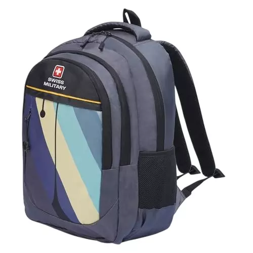 SWISS MILITARY Large 31 L Multicolor 31 L Laptop Backpack Polyester Body with Spacious Laptop Compartment for Office, Travel & College, Grey