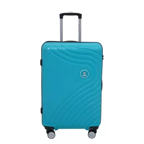 SWISS MILITARY 64 L Miles Pro Hard Trolley Luggage Bag Polypropylene Body with Anti Theft, 3 Dial Lock, 360° Spinner Wheels, Size 65 cm, Teal