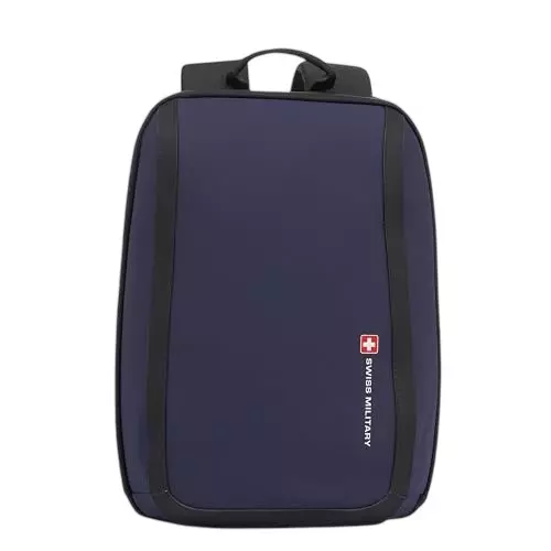 SWISS MILITARY 19 L Oracle Laptop Backpack Black Gold Collection PU Coated Polyester Body with Secure Zippers, Multiple Compartments, Blue