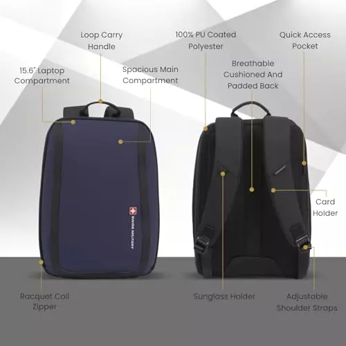 swiss-military-19-l-oracle-laptop-backpack-black-gold-collection-pu-coated-polyester-body-with-secure-zippers-multiple-compartments-blue
