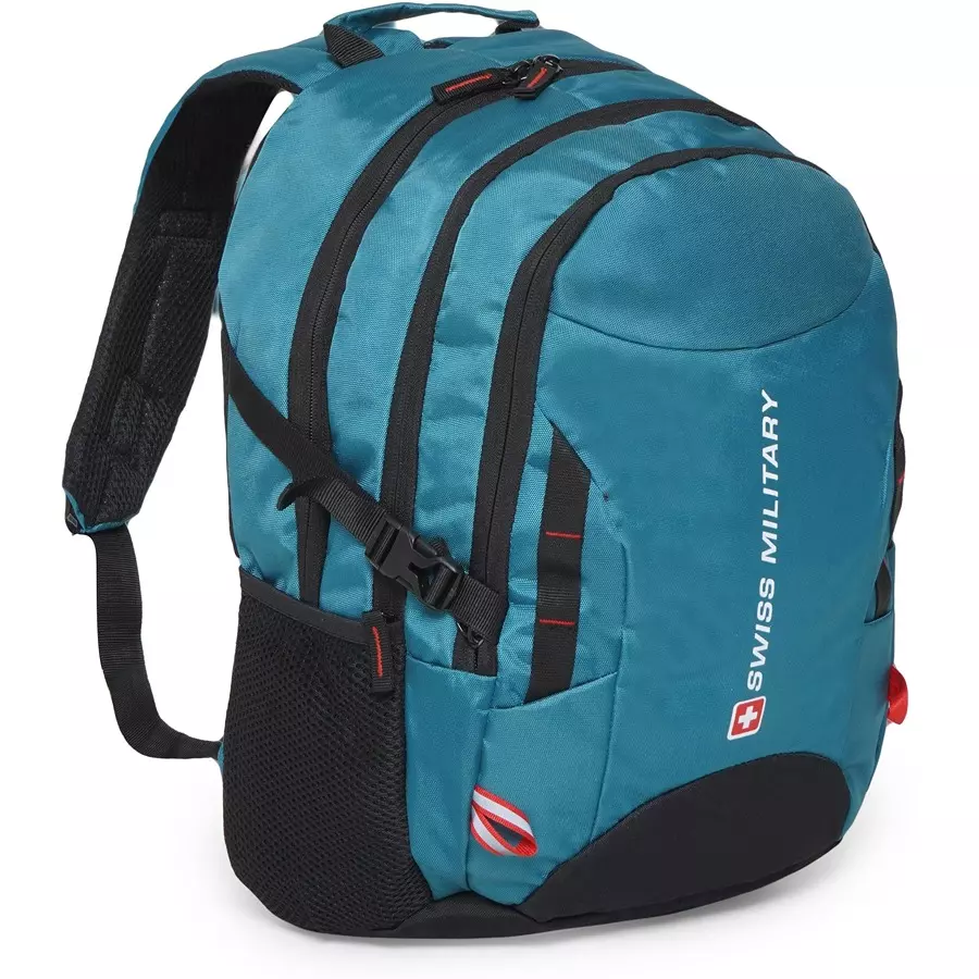 SWISS MILITARY Zeta 25 L Teal Polyester Laptop Bagpack with Raincover, ZETA_LBP1006_TEAL_27LTR
