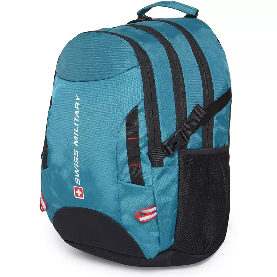 SWISS MILITARY Zeta 25 L Teal Polyester Laptop Bagpack with Raincover, ZETA_LBP1006_TEAL_27LTR