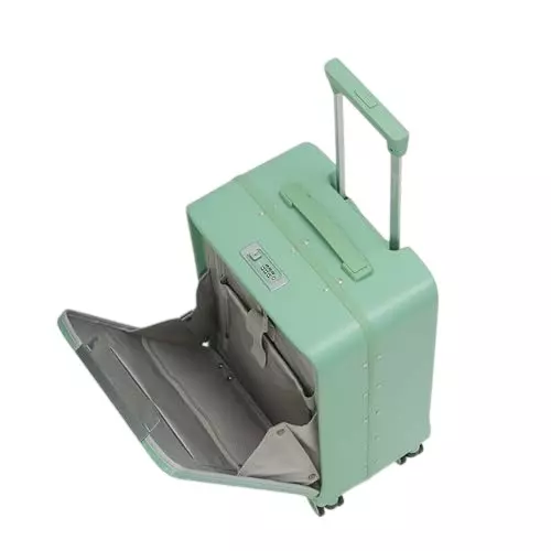 SWISS MILITARY 43 L Thames Anti-Theft Zipperless Trolley Bag Black Gold Collection Water Resistant Makrolon Polycarbonate Body with Free Cover, Green