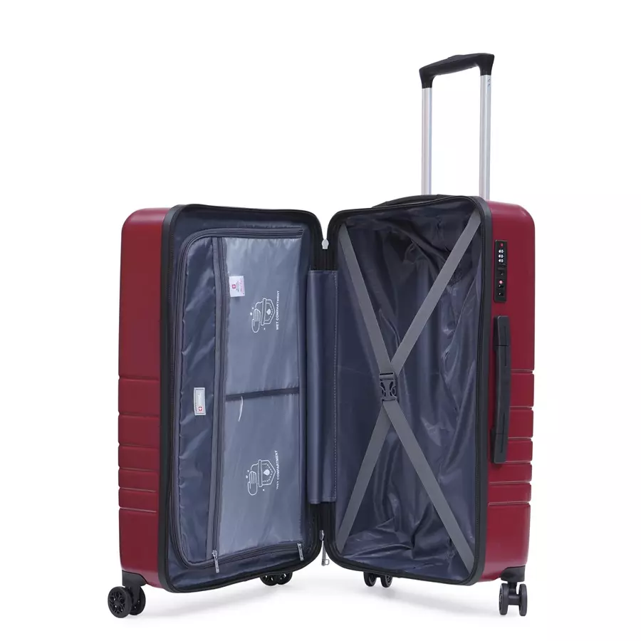 SWISS MILITARY Arctic Elite 68 L Wine Polycarbonate Spinner Suitcase, ARCTIC_HTL143_WNE_65CM