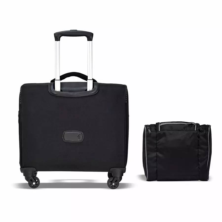 SWISS MILITARY Luggage Bag & Makeup Pouch Combo 32 L & 5 L Black ABS, LTB7_TB6