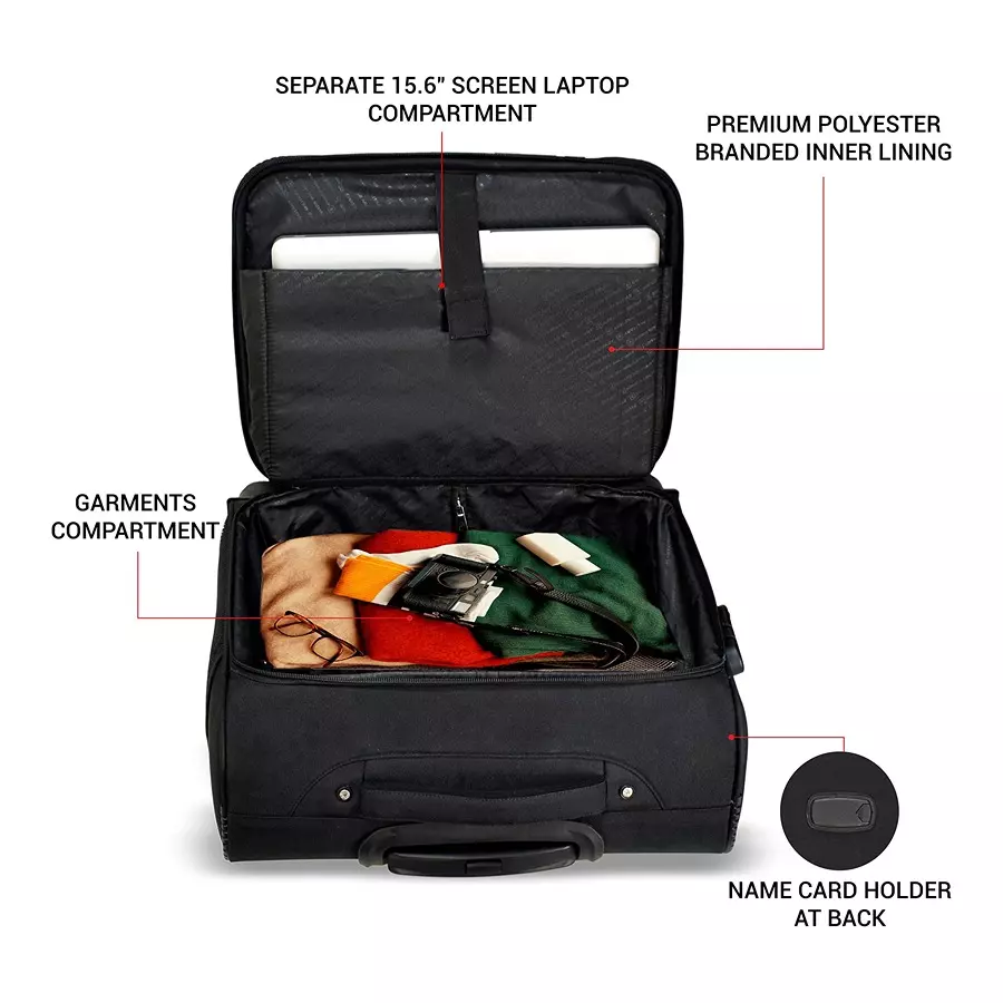SWISS MILITARY Luggage Bag & Makeup Pouch Combo 32 L & 5 L Black ABS, LTB7_TB6