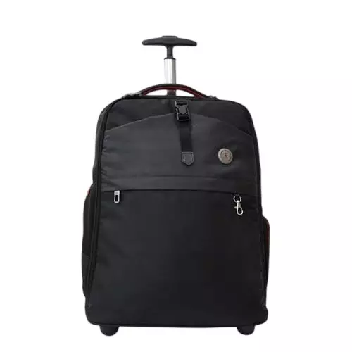 SWISS MILITARY 43 L Glaze Prime Laptop Backpack Cum Overnighter Trolley Bag with Premium Lining and Aluminium Push Button Trolley, Black