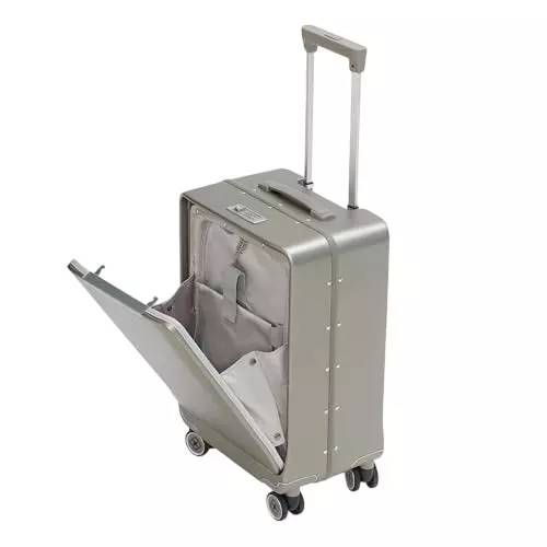 SWISS MILITARY 43 L Thames Anti-Theft Zipperless Trolley Bag Black Gold Collection Water Resistant Makrolon Polycarbonate Body with Free Cover, Gold