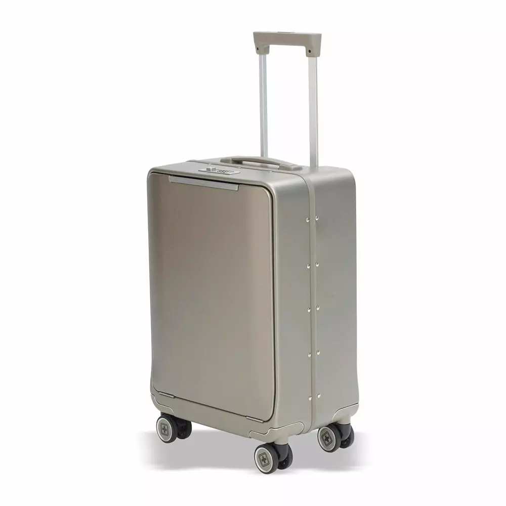 swiss-military-43-l-thames-anti-theft-zipperless-trolley-bag-black-gold-collection-water-resistant-makrolon-polycarbonate-body-with-free-cover-gold