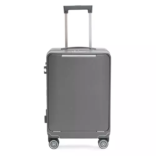 swiss-military-43-l-thames-anti-theft-zipperless-trolley-bag-black-gold-collection-water-resistant-makrolon-polycarbonate-body-with-free-cover-grey