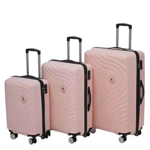 SWISS MILITARY 44 L, 64 L, 97 L Miles Pro Hard Trolley Luggage Bag Polypropylene Body with Anti Theft, 3 Dial Lock, 360° Spinner Wheels, Size 55 cm, 65 cm, 75 cm, Peach (Set of 3)