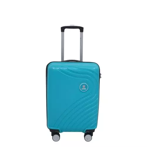 SWISS MILITARY 44 L Miles Pro Hard Trolley Luggage Bag Polypropylene Body with Anti Theft, 3 Dial Lock, 360° Spinner Wheels, Size 55 cm, Teal