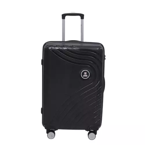 SWISS MILITARY 64 L Miles Pro Hard Trolley Luggage Bag Polypropylene Body with Anti Theft, 3 Dial Lock, 360° Spinner Wheels, Size 65 cm, Black