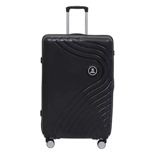 SWISS MILITARY 97 L Miles Pro Hard Trolley Luggage Bag Polypropylene Body with Anti Theft, 3 Dial Lock, 360° Spinner Wheels, Size 75 cm, Black