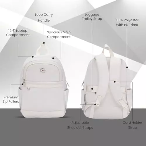 swiss-military-15-l-oasis-laptop-backpack-black-gold-collection-polyester-and-pu-trim-body-with-organizer-pockets-elastic-bottle-holder-card-pocket-white