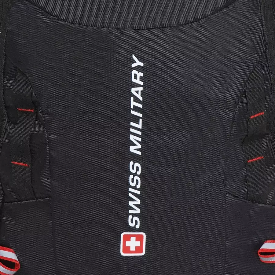 SWISS MILITARY Zeta 25 L Black Polyester Laptop Bagpack with Raincover, ZETA_LBP1006_BLK_27LTR