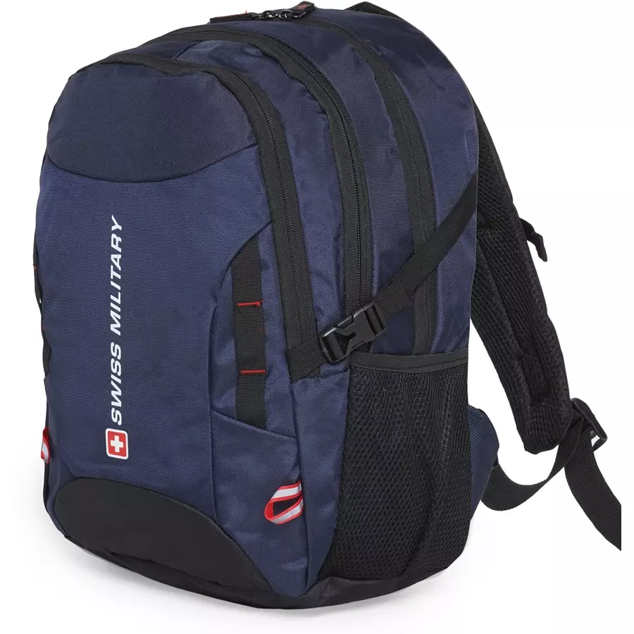 SWISS MILITARY Zeta 25 L Blue Polyester Laptop Bagpack with Raincover, ZETA_LBP1006_BLU_27LTR