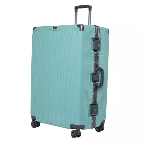 SWISS MILITARY 121 L Kinetic Hard Trolley Bag Black Gold Collection Polycarbonate Body with Aluminium Frame, TSA Lock, Large Size 28 inch, White