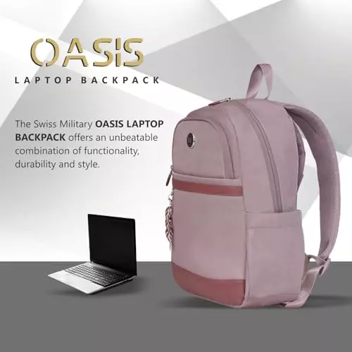 swiss-military-15-l-oasis-laptop-backpack-black-gold-collection-polyester-and-pu-trim-body-with-organizer-pockets-elastic-bottle-holder-card-pocket-purple