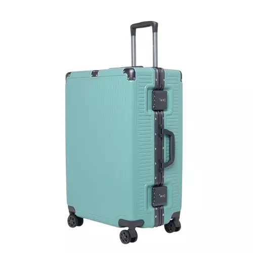 SWISS MILITARY 76 L Kinetic Hard Trolley Bag Black Gold Collection Polycarbonate Body with Aluminium Frame, TSA Lock, Medium Size 24 inch, Green