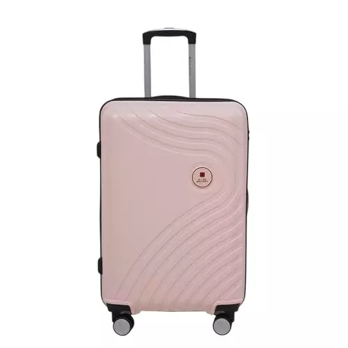 SWISS MILITARY 64 L Miles Pro Hard Trolley Luggage Bag Polypropylene Body with Anti Theft, 3 Dial Lock, 360° Spinner Wheels, Size 65 cm, Peach