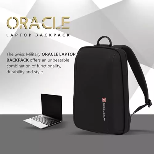 swiss-military-19-l-oracle-laptop-backpack-black-gold-collection-pu-coated-polyester-body-with-secure-zippers-multiple-compartments-black